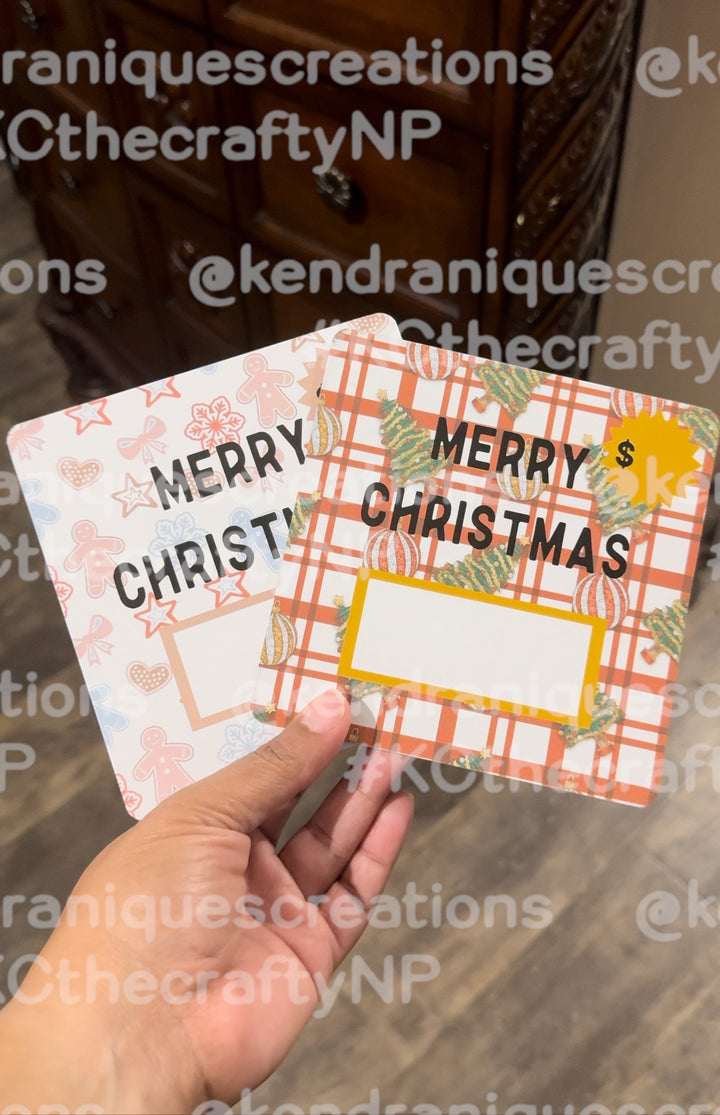 Christmas Cash Cards-Plaid ornaments and trees