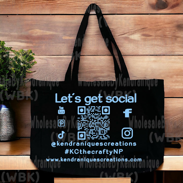 Branded 13x15x4 inch black tote