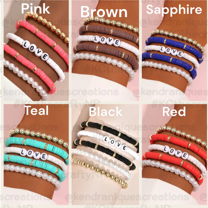 Colored Heishi Stacked Bracelets