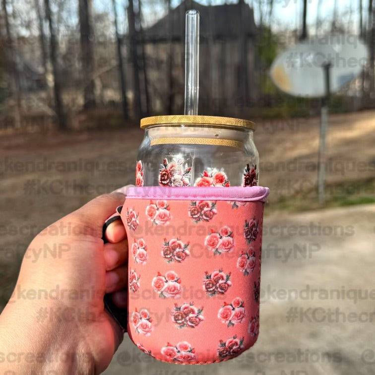 16 oz Dishwasher safe glass can-Rosie