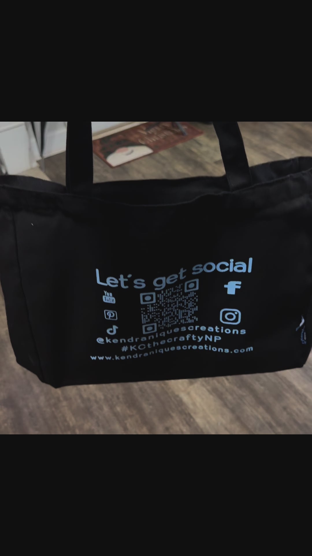 Branded 13x15x4 inch black tote